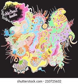 abstract background sketch, hand drawn ornamental doodle, square card design vector