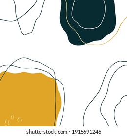Abstract background. Sketch of abstract shapes, lines and floral elements.
