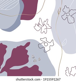 Abstract background. Sketch of abstract shapes, lines and floral elements.