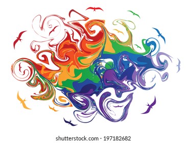 Abstract background sky and birds.