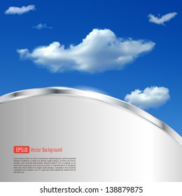 Abstract background with sky, clouds and metallic strip
