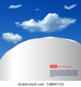 Abstract background with sky, clouds and metallic strip