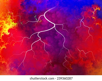 abstract background, sky, lightning, clouds, vector illustration