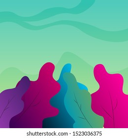 Abstract background with sky and tree. 
Colorful poster in gradient. Modern landscape. Cartoon vector flat illustration. Template for card, website, banner, brochure, flyer.