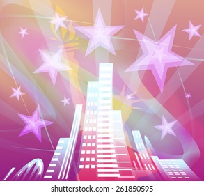 abstract background with skyscrapers, city, retro, vector illustration