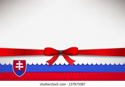 Abstract background with the Slovakia Flag and a red bow. (Vector EPS10)
