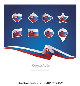 Abstract background Slovakia flag ribbon icon set vector