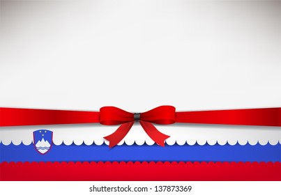 Abstract background with the Slovenia Flag and a red bow. (Vector EPS10)