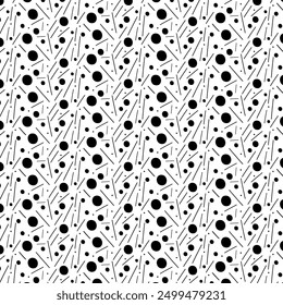 Abstract background of small black geometric elements on a white background.