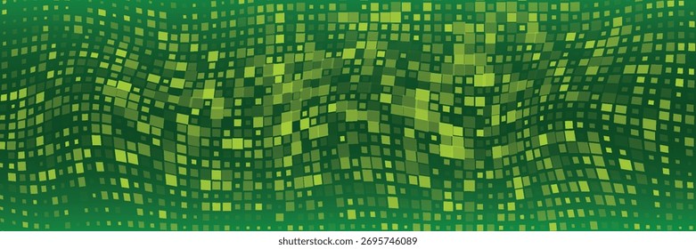 Abstract background of small circles or pixels of different sizes in green colors