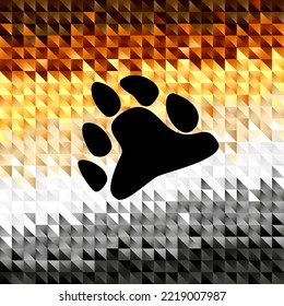 Abstract Background Of Small Colorful Brown, Orange, Yellow, White, Gray And Black Triangles. The Flag Of The Bear Brotherhood. Sexual Identification. Vector Illustration.