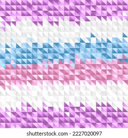 Fondo abstracto de pequeños triángulos coloridos de lila, blanco, azul y rosa. La bandera del orgullo bisexual. Identificación sexual. Ilustración vectorial.