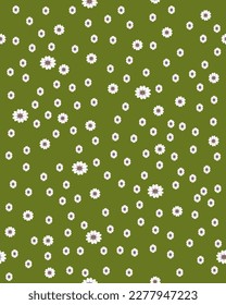 Abstract background small flowers on green background color. Vector illustration. Vertical Layout.