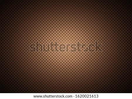 Abstract background with small geometric ornament in gold, bronze, caramel, chocolate and gradient, darkening to the edges of the image. Vector illustration
