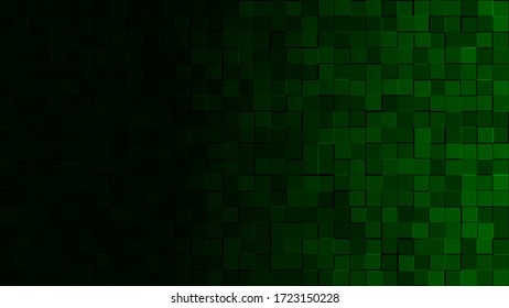 Abstract background of small squares in green colors with horizontal gradient
