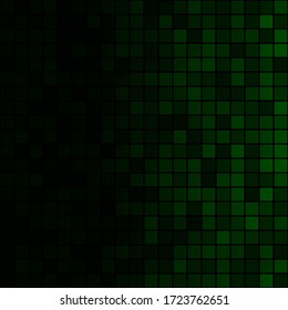 Fondo abstracto de los cuadrados pequeños en colores verdes con degradado horizontal