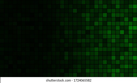Abstract background of small squares in green colors with horizontal gradient