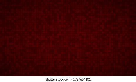 Abstract background of small squares or pixels in dark red colors