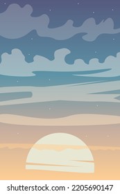 Abstract Background For Smartphone Night Sky With Stars And Sunset With Clouds  Blue Turquoise Orange Vector Design