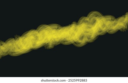 Abstract background with smoke and fog on a dark background and copy space for text, outer space. Vector illustration, horizontal, yellow