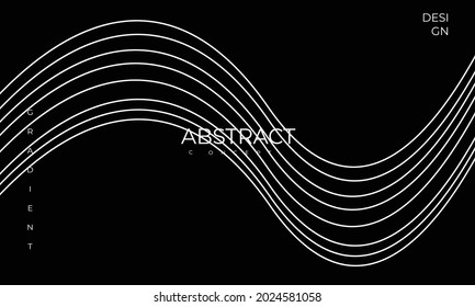 Fondo abstracto con ondas de color blanco y negro liso. Línea ondulada de color del vector premium