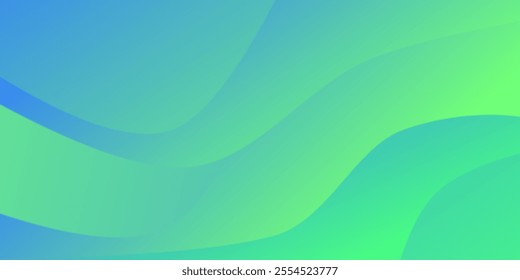 Abstract background with a smooth blend of blue and green hues, featuring flowing curves that create a calming visual effect. Vector illustration