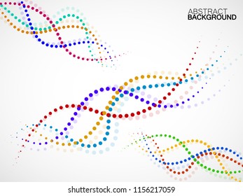Abstract background of smooth colorful dotted lines, halftone wave. Vector