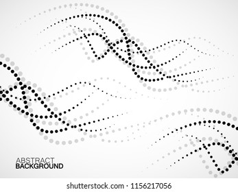 Abstract background of smooth dotted lines, halftone wave. Vector illustration