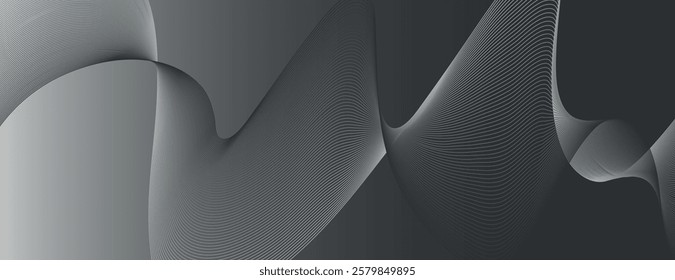 Abstract background with smooth, flowing lines. Gray background with gradient shades, creating a textured, wavy effect. Gray tones dominate. Minimal abstract wavy gradient vector background