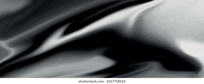 Abstract background with a smooth, flowing texture. The background features a black and white color scheme, creating a dynamic, wavy background. Abstract fluid gradient texture background vector