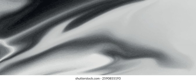 Abstract background with a smooth, flowing texture. The background features black and white colors, creating a dynamic, modern background. Abstract fluid gradient texture background vector