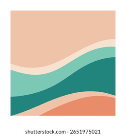 Abstract Background with Smooth Flowing Waves in Shades of Blue and Green.