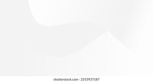 Abstract background with smooth, flowing white curves on a light grey backdrop. Vector illustration