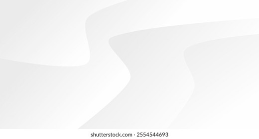 Abstract background with smooth, flowing white shapes and soft shadows on a light grey backdrop, creating an elegant and minimalist look. Vector illustration