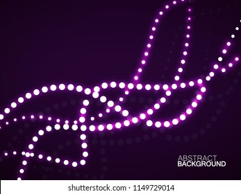 Abstract background of smooth glowing dotted lines, halftone wave. Vector