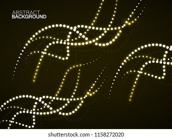 Abstract background of smooth glowing dotted lines, halftone wave. Vector