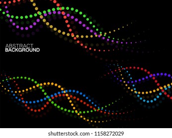 Abstract background of smooth glowing dotted lines, halftone wave. Vector