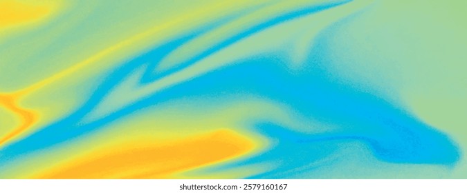 Abstract background with a smooth gradient background in blue and yellow. The background features a fluid, wavy texture in blue and yellow. Abstract fluid gradient texture background vector