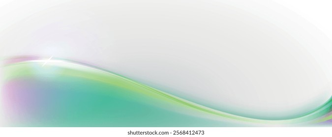 Abstract background with a smooth gradient of green and white. The background features a soft, flowing texture with green and white hues. Gradient wave background vector. Green background.