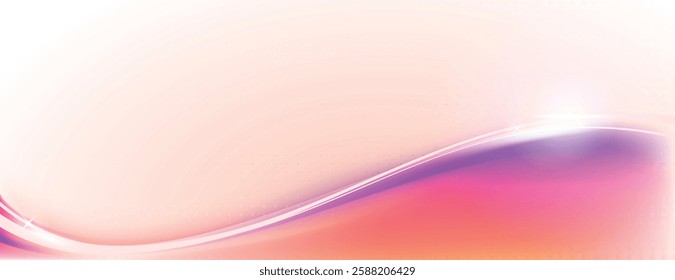 Abstract background with a smooth gradient of pink and orange. The background features a flowing wave design with pink and orange hues. Gradient wave background vector. Pink background.