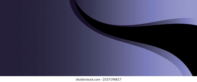 Abstract background with a smooth gradient of purple and black. The purple background features flowing curves and a sleek texture. Minimal abstract wavy gradient vector background