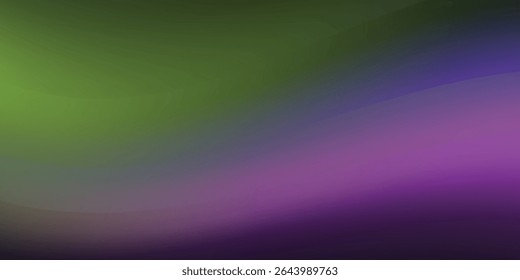 Abstract background with a smooth gradient transition from dark to light with colors ranging from deep blue to vibrant purple, lilac, and green. The gradient's wavy lines create a soft vector eps10