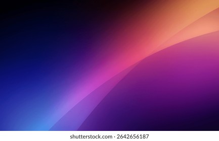 Abstract background with smooth gradients of vibrant colors. Shades blend seamlessly, creating soft, flowing curves and subtle transitions. A minimalist, smooth, fluid composition in a modern style.