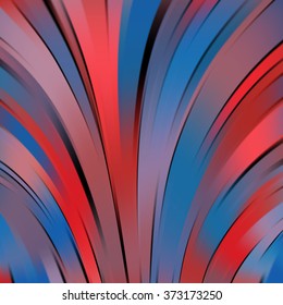 Abstract background with smooth lines. Color waves, pattern, art, technology wallpaper, technology background.  Vector illustration. Blue, red colors. 