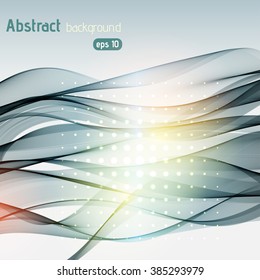 Abstract background with smooth lines. Color waves, pattern, art, technology wallpaper, technology background. Vector illustration. Gray, yellow colors. 