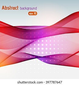 Abstract background with smooth lines. Color waves, pattern, art, technology wallpaper, technology background. Vector illustration. Red, pink, orange colors