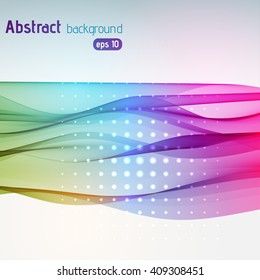 Abstract background with smooth lines. Color waves, pattern, art, technology wallpaper, technology background. Vector illustration.. Rainbow-colored. 