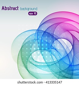 Abstract background with smooth lines. Color waves, pattern, art, technology wallpaper, technology background. Vector illustration. Pink, green, blue colors. 