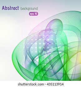 Abstract background with smooth lines. Color waves, pattern, art, wallpaper, technology background. Green, pink, yellow colors. 