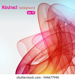 Abstract background with smooth lines. Color waves, pattern, art, technology wallpaper, technology background. Vector illustration. Red, orange, brown colors.